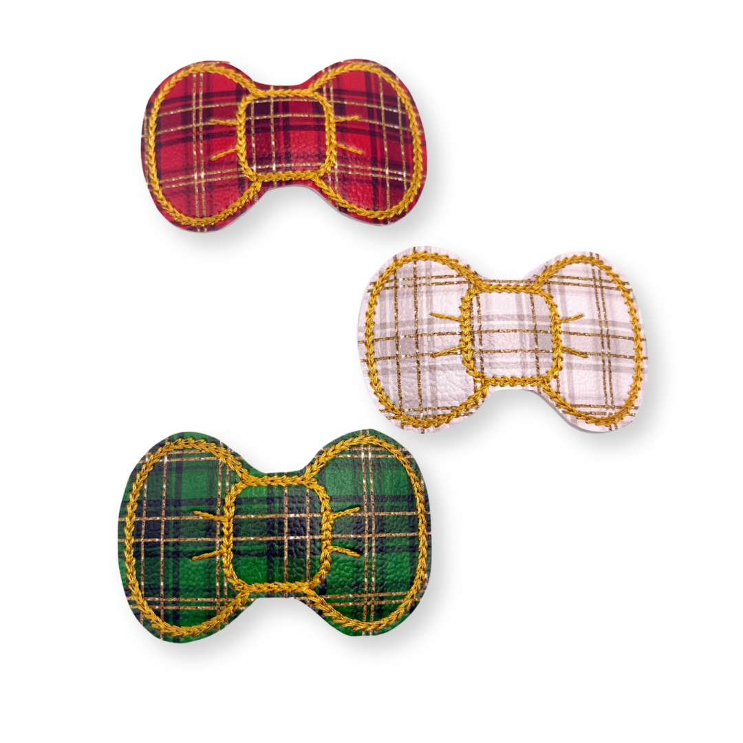 Green, Red, and White Plaid Hair Bow Clip Set