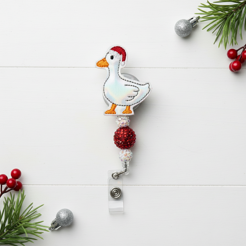 Santa Hat Goose Badge Reel