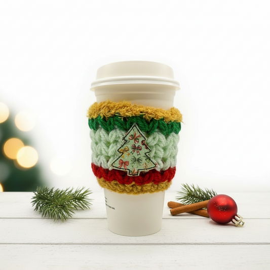 Bow Christmas Tree Coffee Cozy