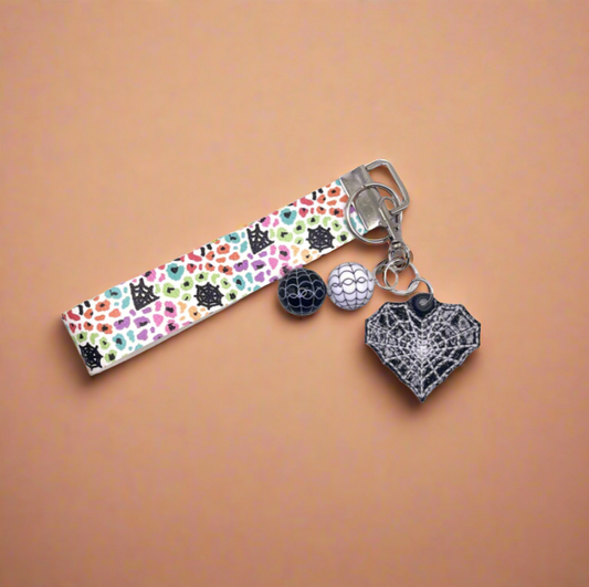 Spider Web Heart Keychain and Wristlet