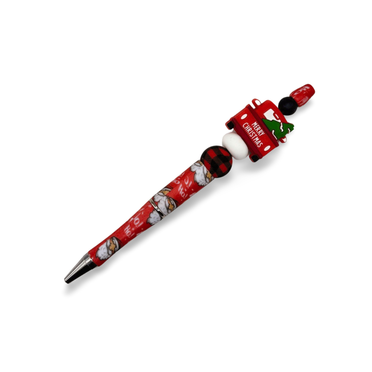 Merry Christmas Red Truck Beaded Pen