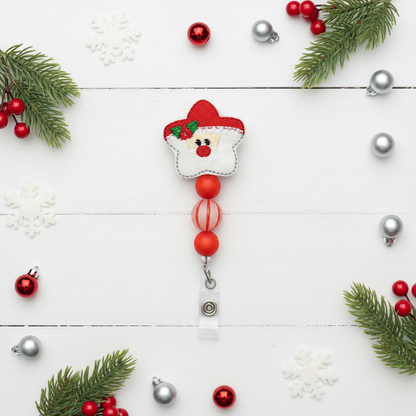 Santa Star Beaded Badge Reel