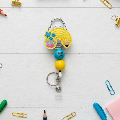 Yellow Pencil Rainbow Badge Reel