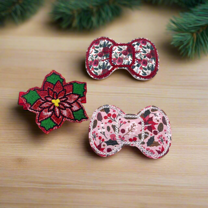 Flower Hair Bow Clip Set