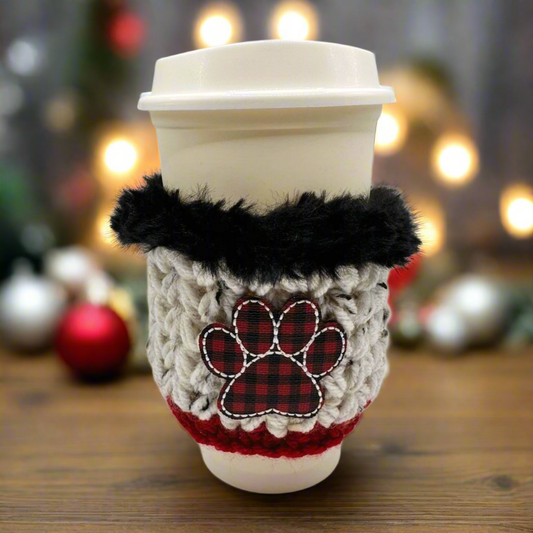 Buffalo Plaid Paw Coffee Cozy