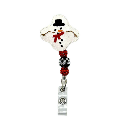 Melted Snowman Beaded Badge Reel