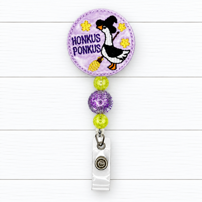 Honkus Ponkus Badge Reel, handmade retractable ID badge reel