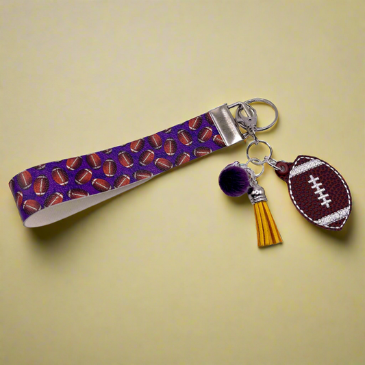 Purple and Yellow Football Keychain and Wristlet
