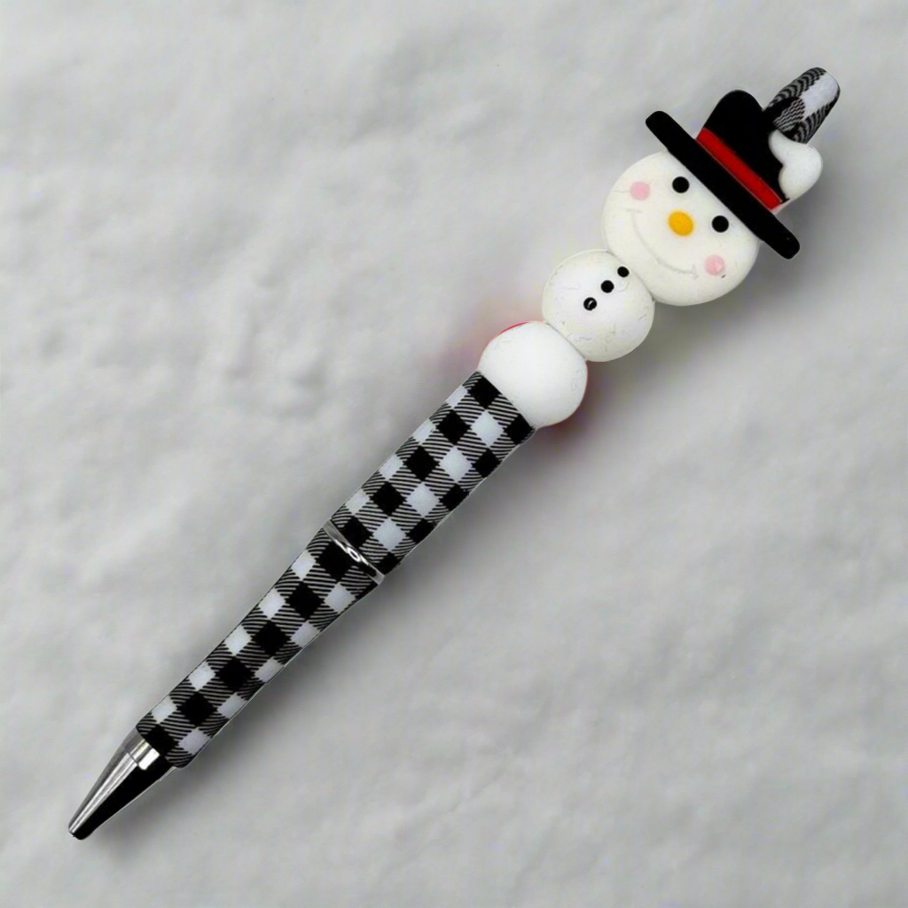 Snowman with Top Hat Beaded Pen