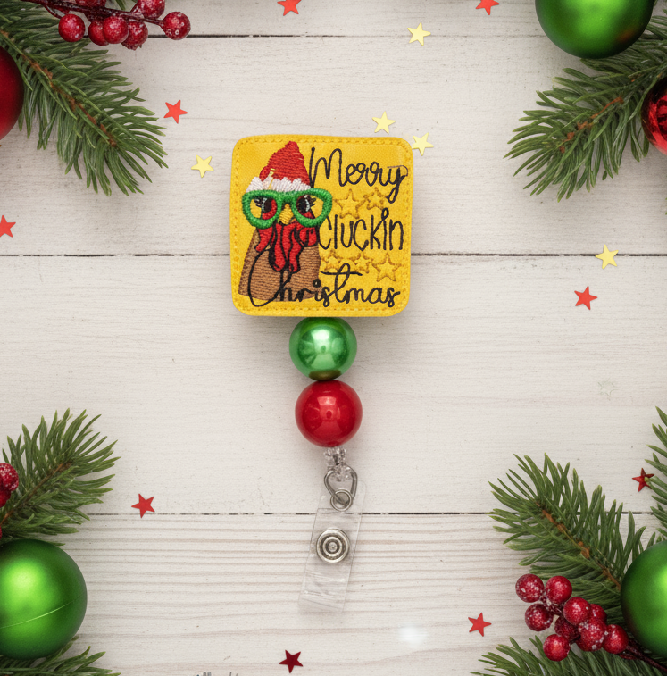 Merry Clucking Christmas Badge Reel