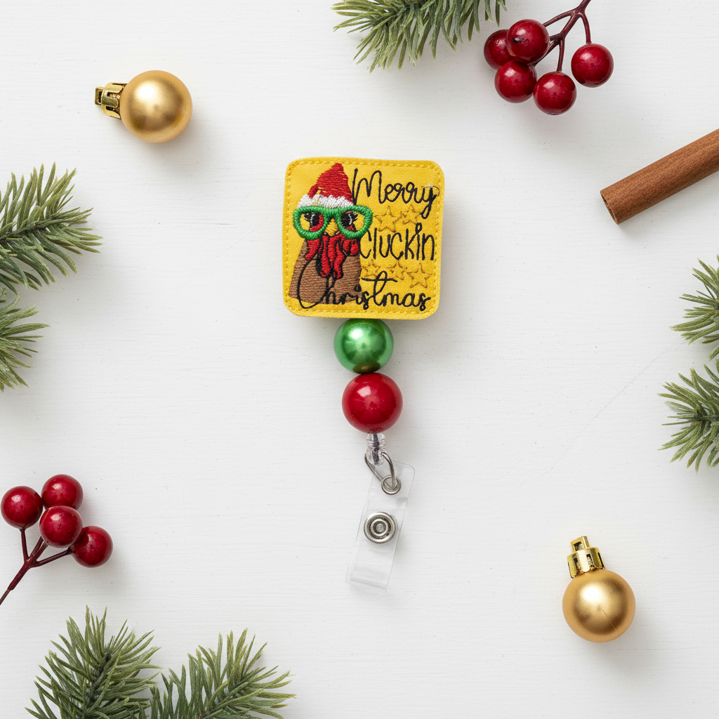 Merry Clucking Christmas Badge Reel