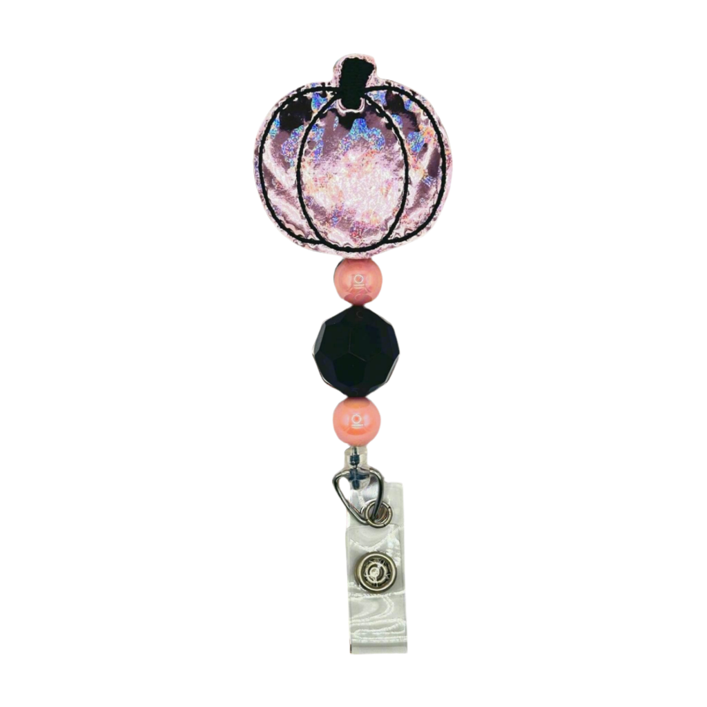 Leopard Pumpkin Beaded Badge Reel