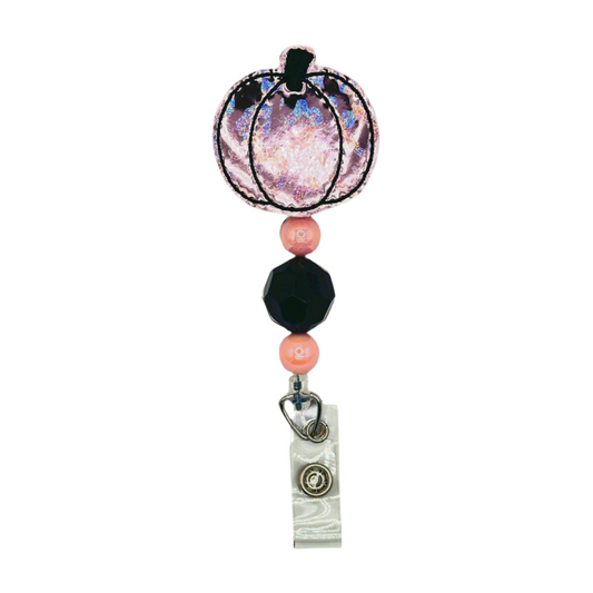 Leopard Pumpkin Beaded Badge Reel