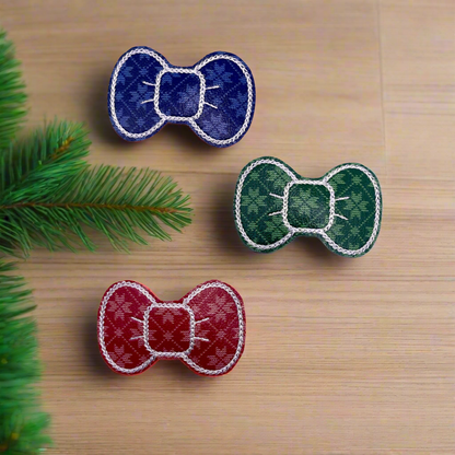 Red, blue and green snowflake sweater Christmas hair clip set