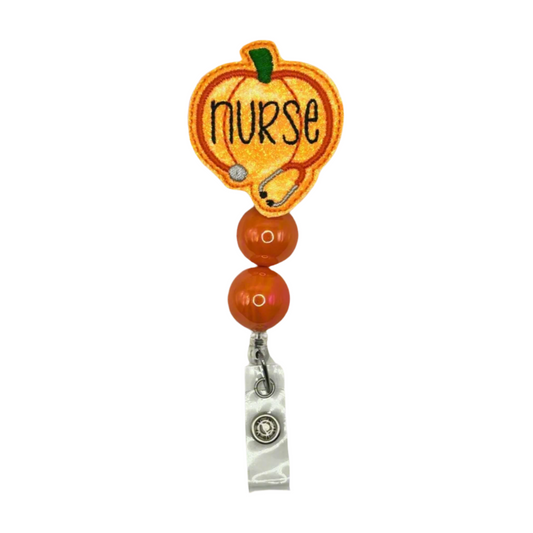 Stethoscope Pumpkin Nurse Badge Reel