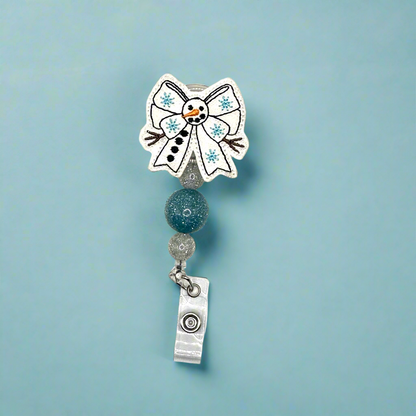 Snowman Bow Badge Reel