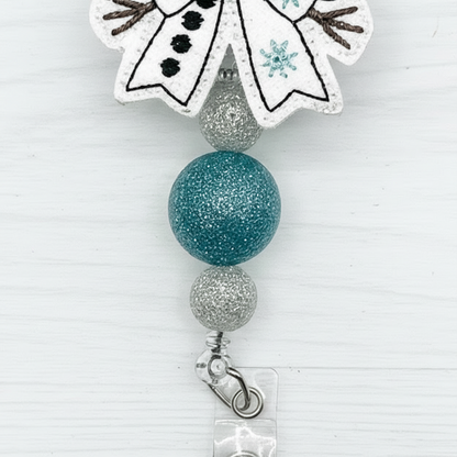 Snowman Bow Badge Reel