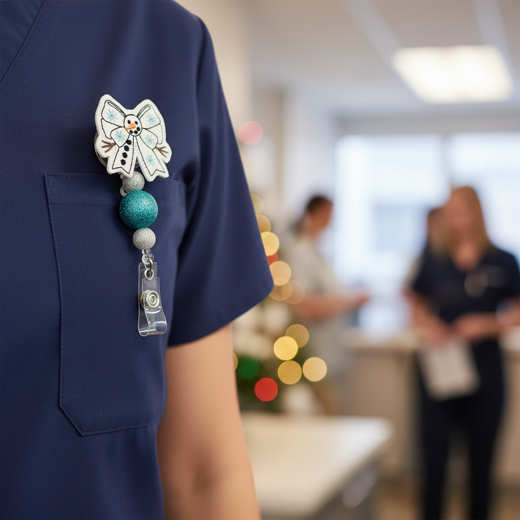 Snowman Bow Badge Reel