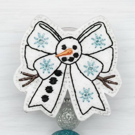 Snowman Bow Badge Reel