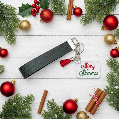 Merry Stressmas Keychain and Wristlet