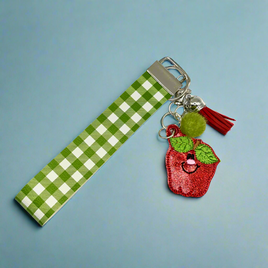 Happy Apple Keychain and Wristlet
