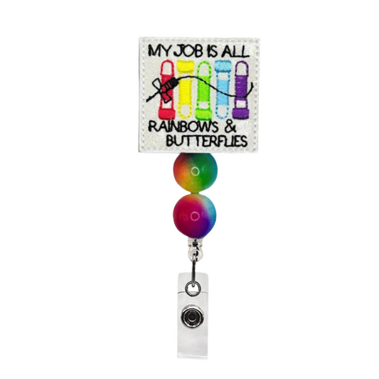 Rainbow and Butterflies Badge Reel