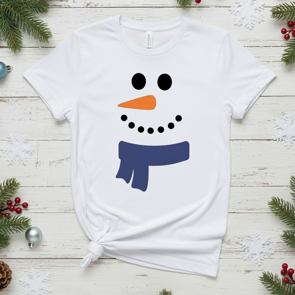 Snowman Face with Scarf T-Shirt