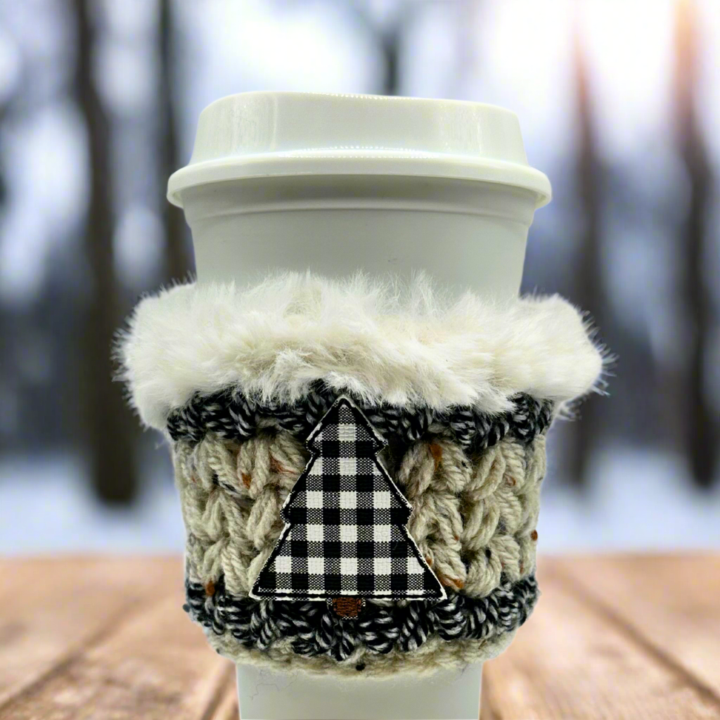 Plaid Tree Coffee Cozy