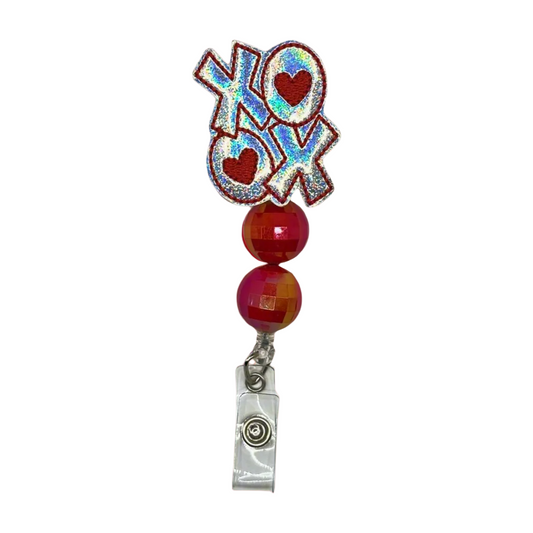 Silver XOXO Badge Reel