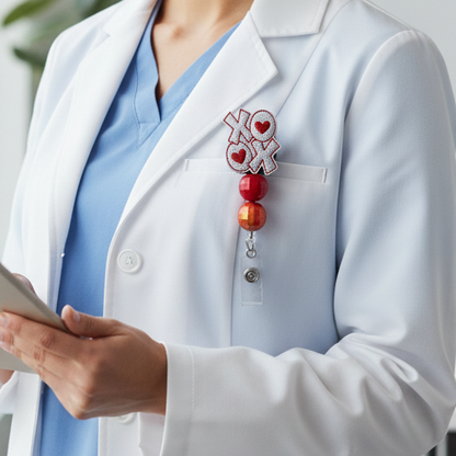 Silver XOXO Badge Reel