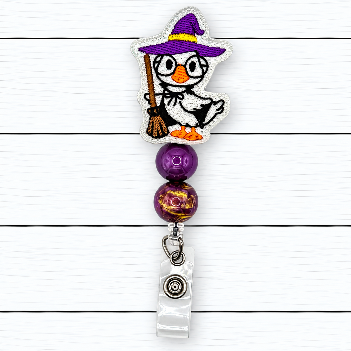 Goose Witch Halloween Badge Reel
