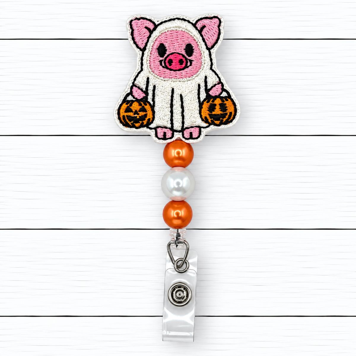 Ghost Pig Halloween Badge Reel