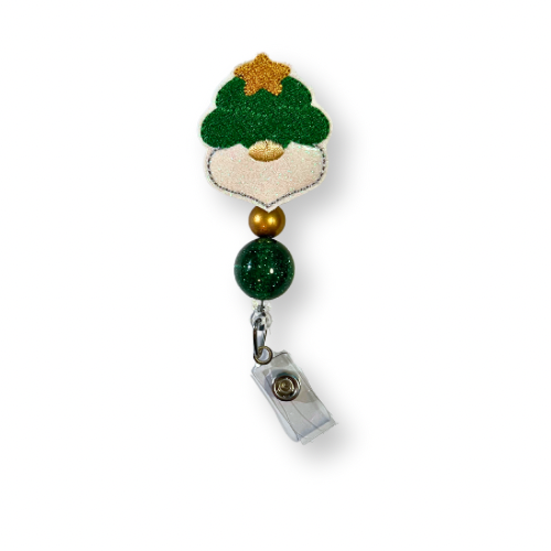 Christmas Tree Gnome Badge Reel