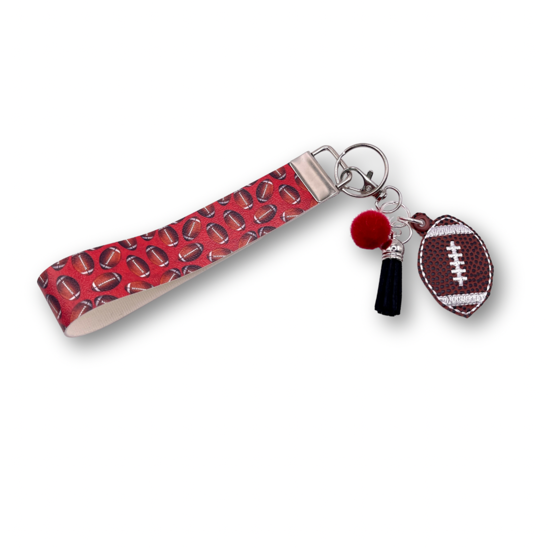 Red and Black Football Keychain and Wristlet