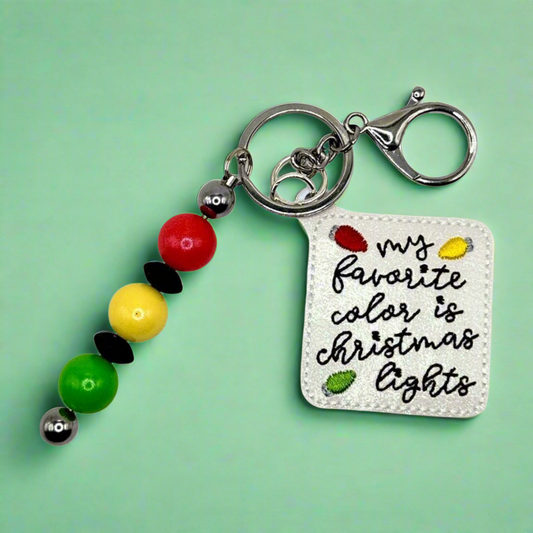My Favorite Color is Christmas Lights Keychain