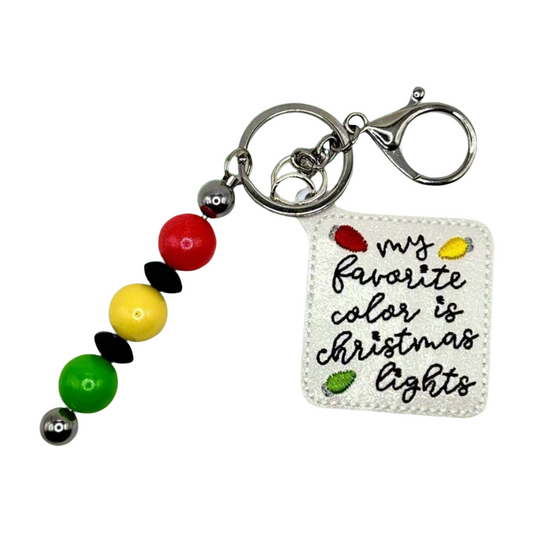 My Favorite Color is Christmas Lights Keychain