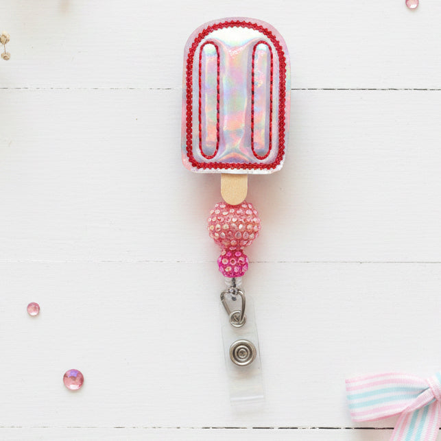 Pink Popsicle Badge Reel
