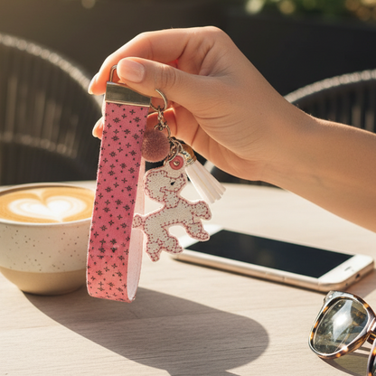 Pink Poodle Keychain and Wristlet