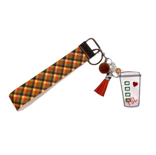 Pumpkin Spice Latte Cup Keychain and Wristlet