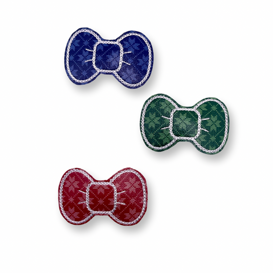 Red, blue and green snowflake sweater Christmas hair clip set