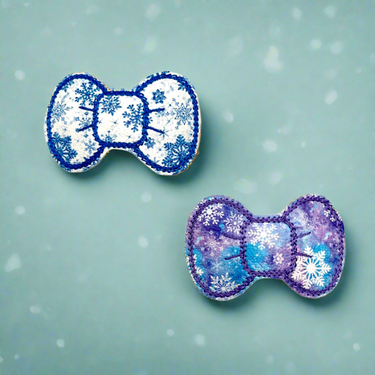 Blue and Purple Snowflake Bow Clips