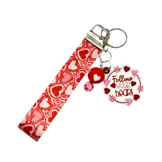 Follow Your Heart Heart Keychain and Wristlet