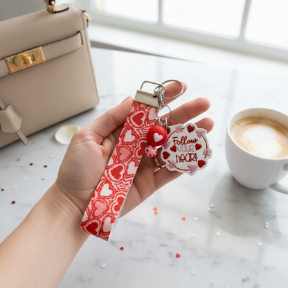 Follow Your Heart Heart Keychain and Wristlet