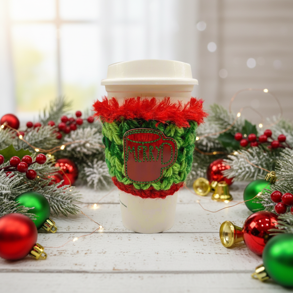 Red Merry Mug Coffee Cozy
