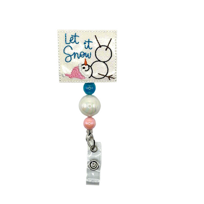 Let It Snow Silly Snowman Badge Reel