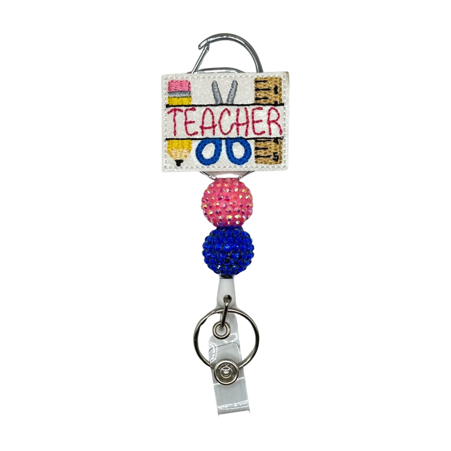 Teacher With Supplies Badge Reel