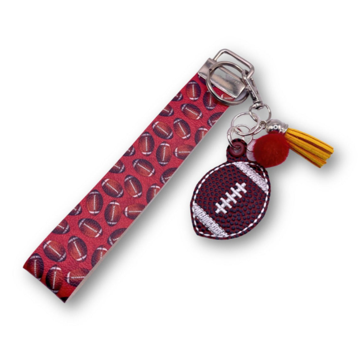 Red and Yellow Football key chain with wristlet