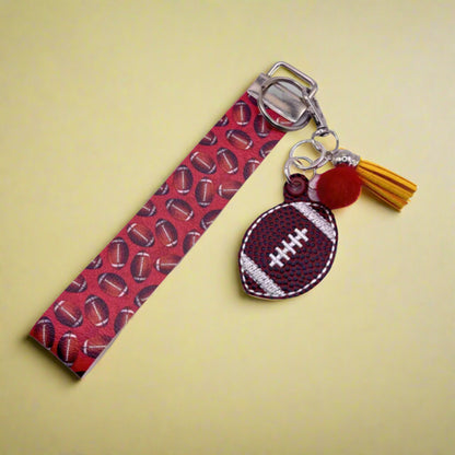 Red and Yellow Football key chain with wristlet