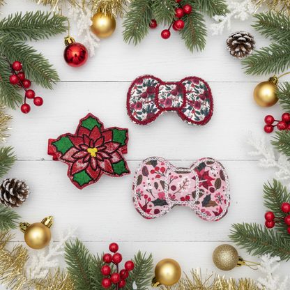 Flower Hair Bow Clip Set