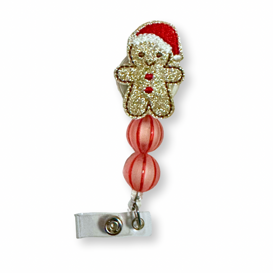 Santa Gingerbread Man Badge Reel